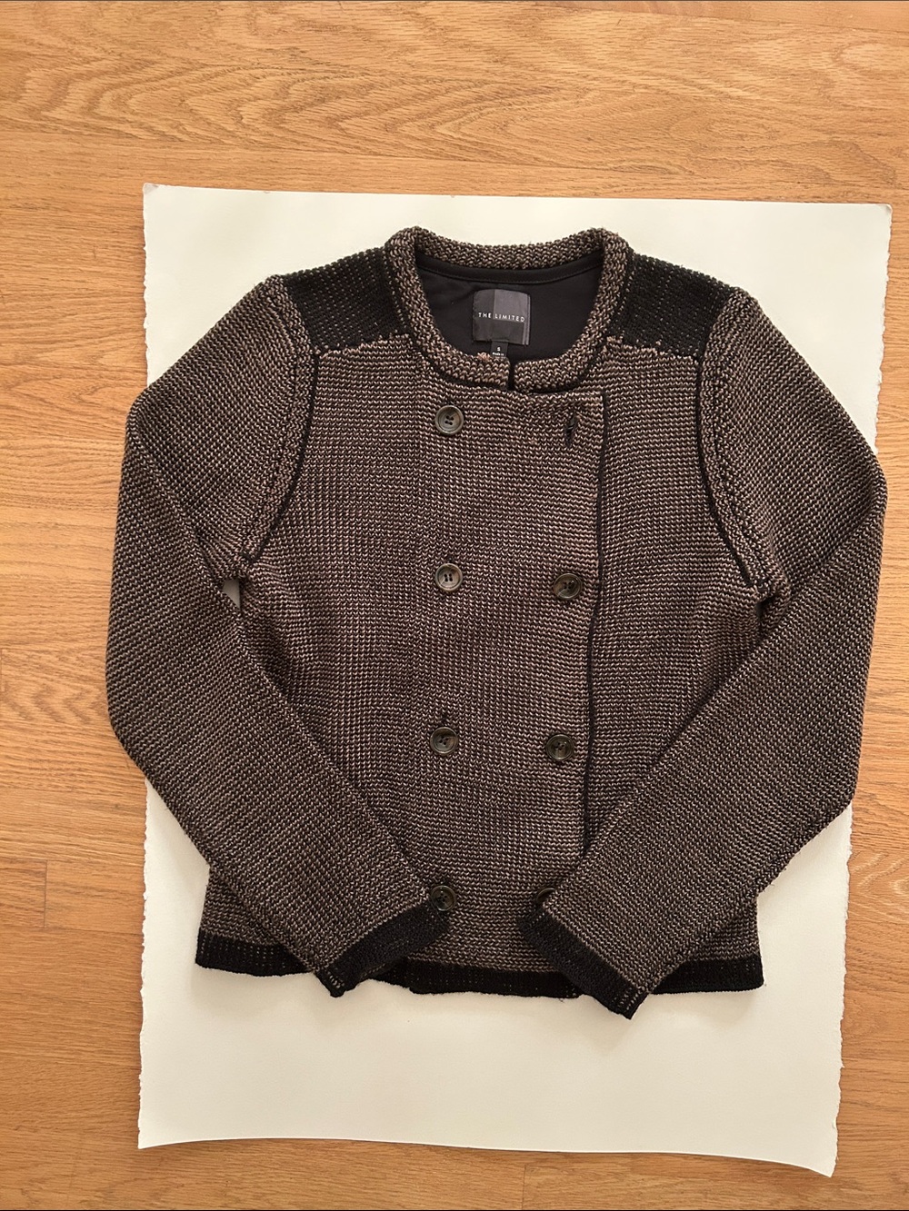The Limited Double-Breasted Knit Jacket in Brown